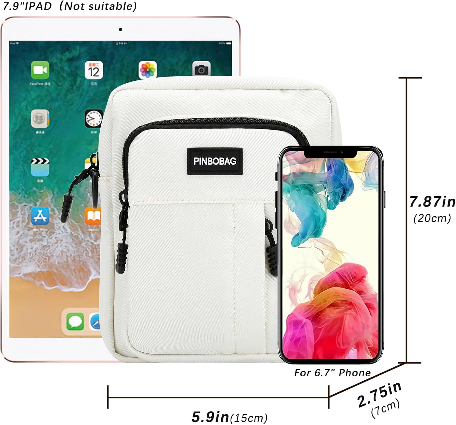 DOB SECHS Cute Unisex Small Messenger Bag Cross Body Nylon Shoulder Hobo Purse Phone Bags for Women Men with Ghost Pendant image 5