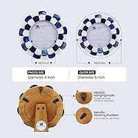 Handicrafts Home 4x4 Scalloped Bone Inlay Photo Frame White Blue - Handmade Vintage Round for Farmhouse Boho Nursery Decor