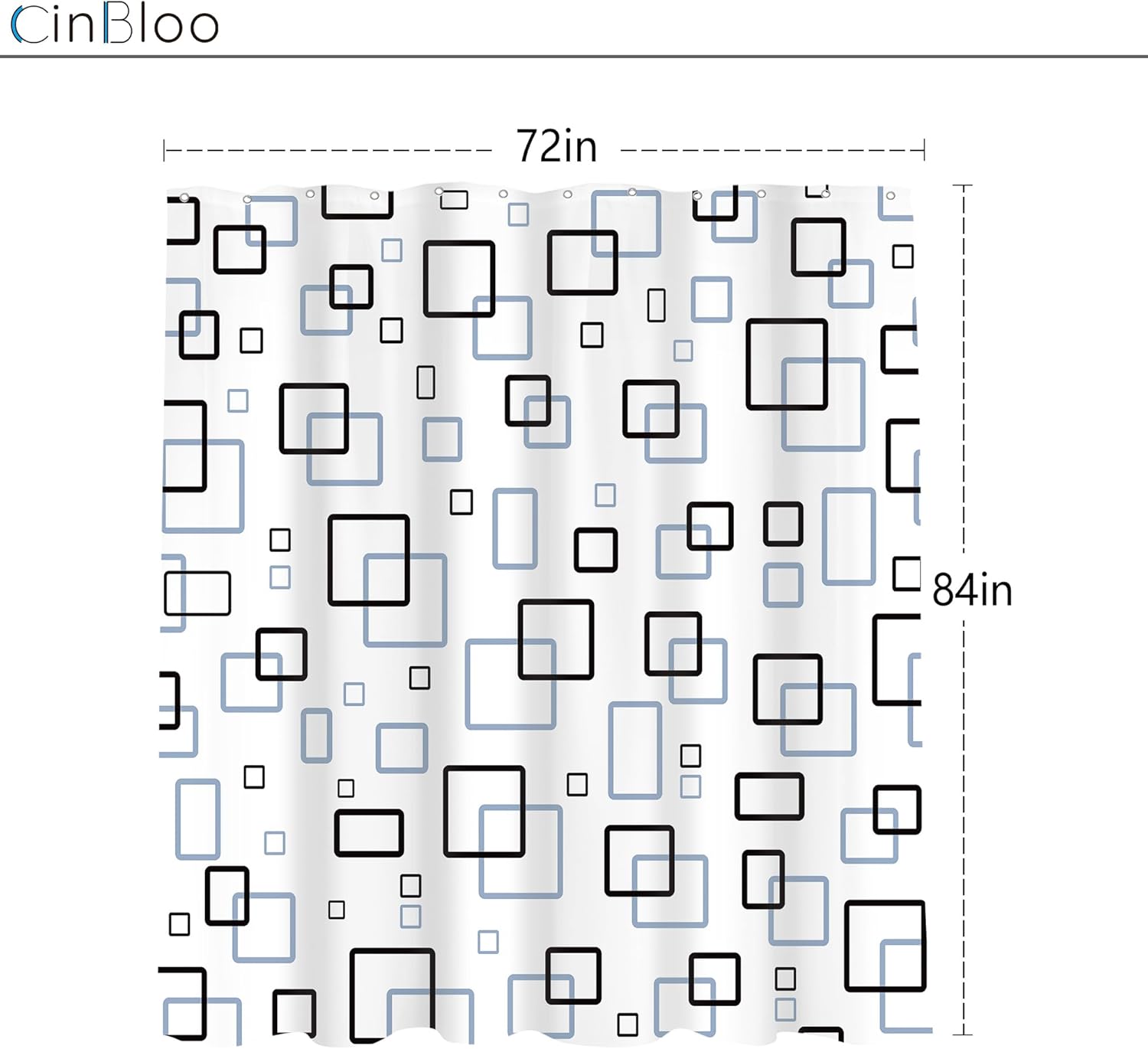 Cinbloo Abstract Black Blue 72Wx84H Shower Curtain Exrta Long Modern Geometric Plaid White Navy Luxury Cute Checkered Square Grid Simple Bathroom Curtain Set Minimalism Bath Bathroom Accessories Decor