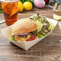 Vista 4 de Restaurantware Bio Tek - Botes de comida de 2 libras, 200 bandejas de papel desechables – Barcos de papel blanco resistentes a la grasa