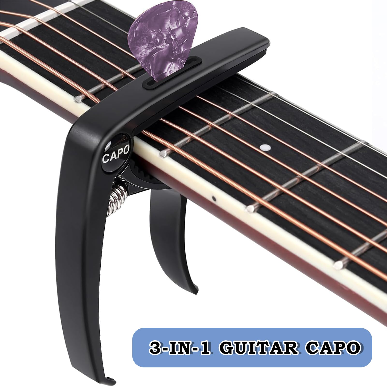 ATYOUK Guitar Accessories Kit gifts,Guitar Capo,Strap,Picks,Guitar pick holder bag,picks box,Phone Clip,Accessories for Acoustic,Bass, Electric & Ukulele