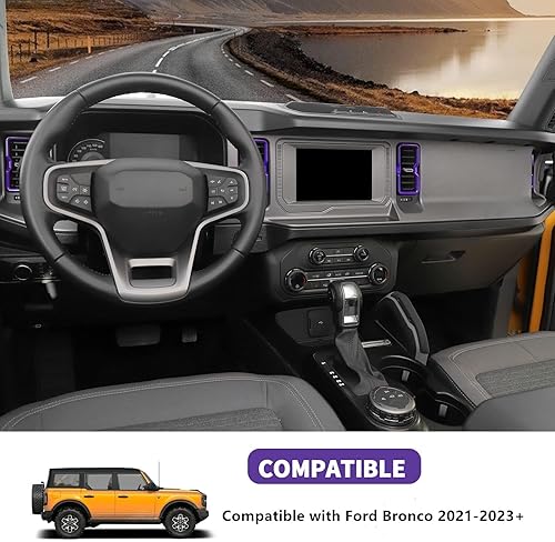 Miniatura 6 de Cubierta de anillo lateral de ventilación de aire para consola central compatible con Ford Bronco 2021 2022 2023 (morado)