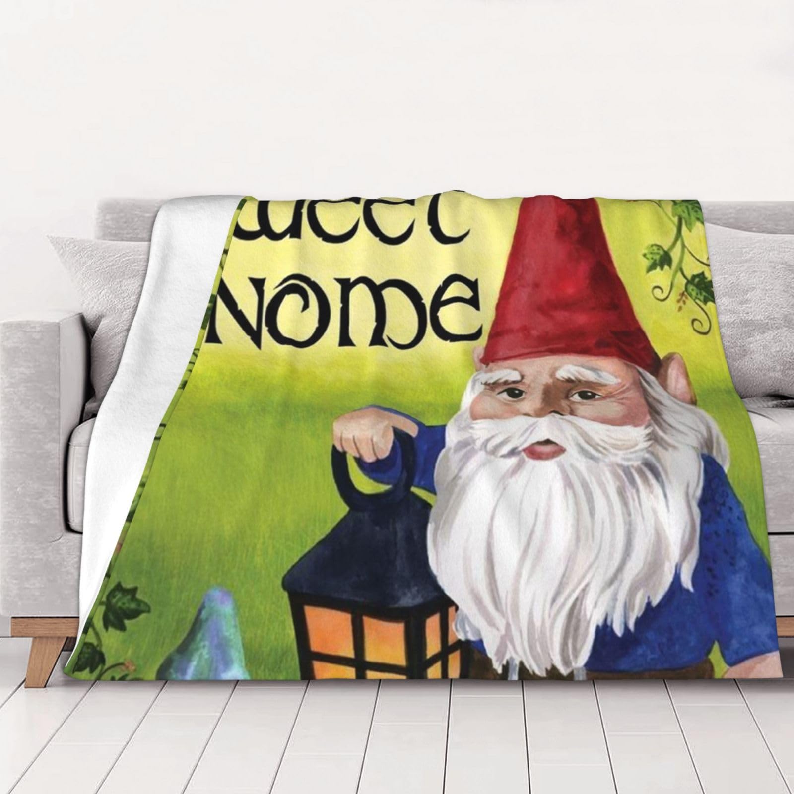 AUBKFELD Colorful Gnomes Printed Flannel Blanket 150x125 CM, Soft & Warm Throw Blanket for Sofa/Couch/Bed/Car, Gifts for Audlts Women Men