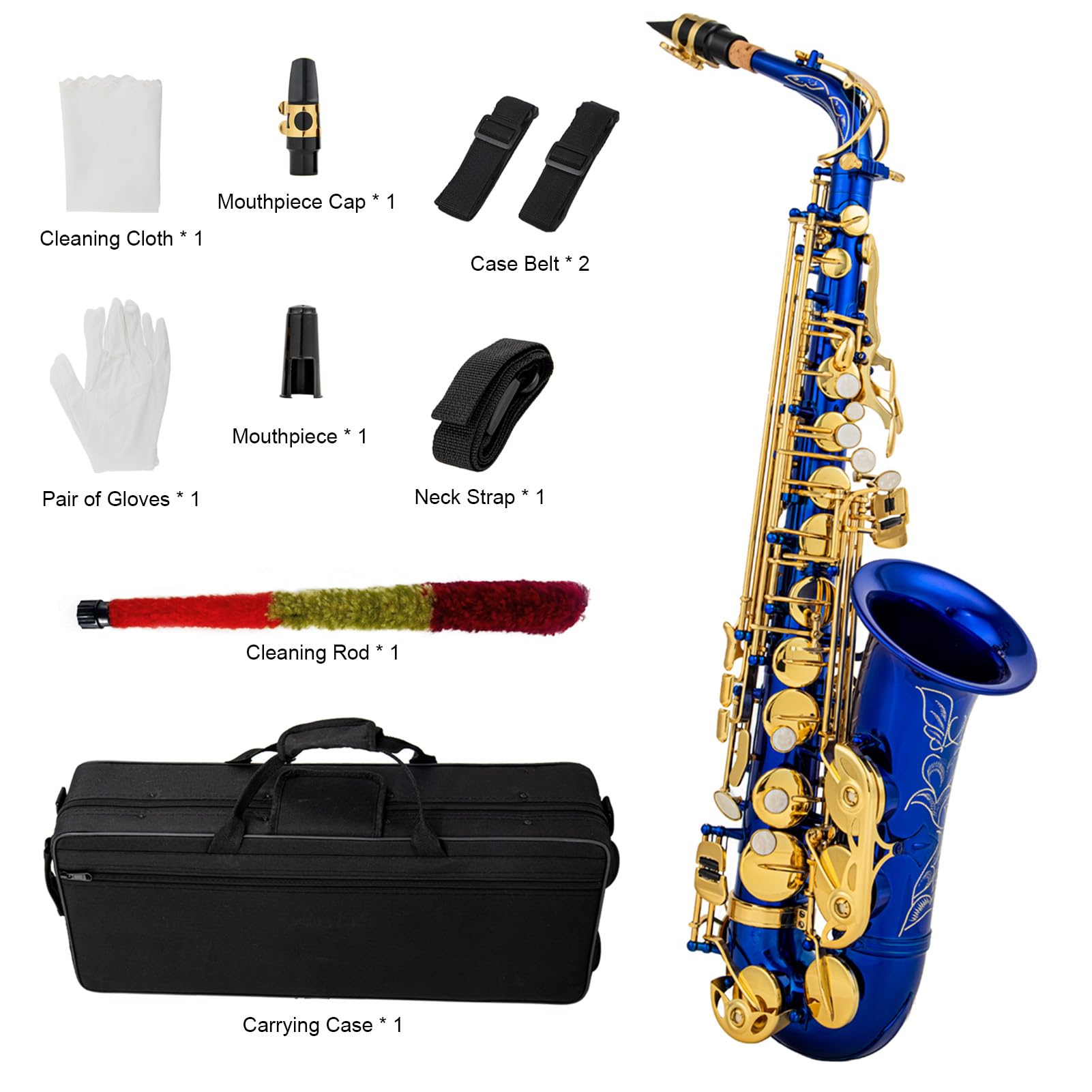 Sassofono contralto in mib sassofono contralto in ottone E Flat Sax 802 Tipo a chiave Strumento a fiato con asta di pulizia Panno Guanti Cinghia Custodia imbottita