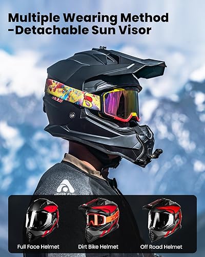 Miniatura 2 de ILM Casco de motocicleta Dual Sport Adventure Pinlock compatible con visera solar moto de nieve ATV Dirt Bike Off Road Casco modelo WS902
