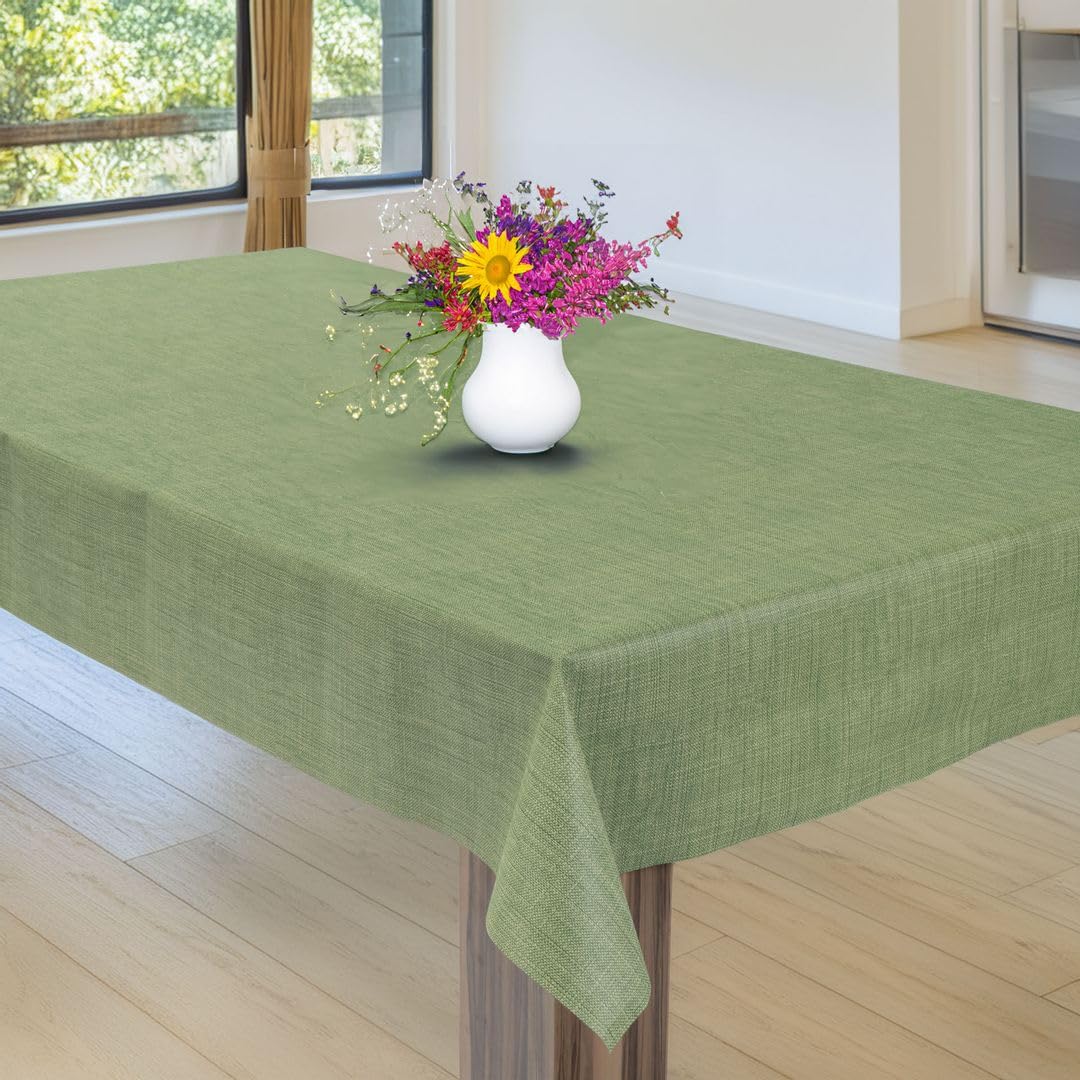 laro Wachstuchtischdecke Uni Leinen Eckig PVC - Abwischbare Tischdecke als Meterware, Wasserabweisende Tischdecke für Küche, Balkon & Garten
