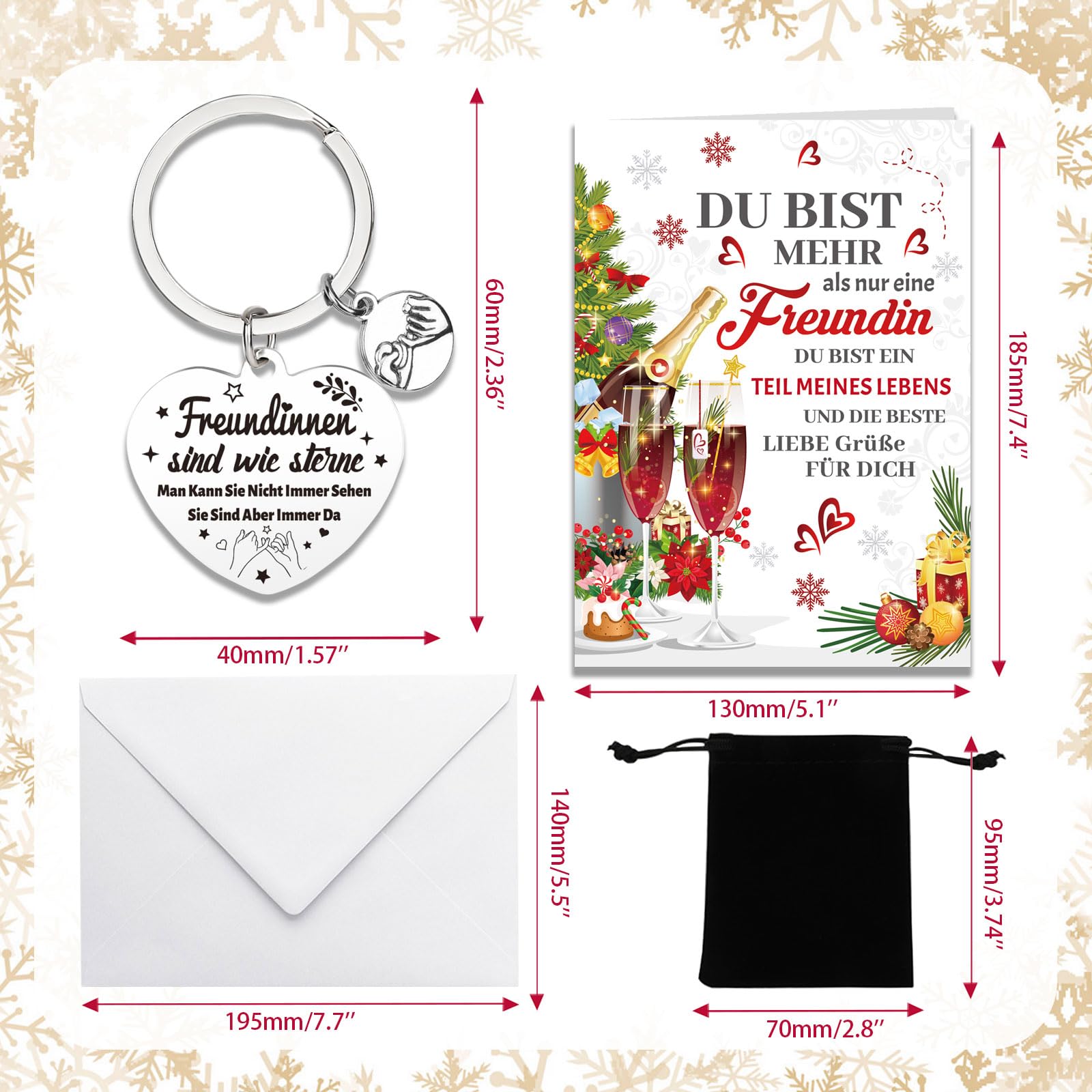 Besondere Weihnachtskarte Für Die Beste Freundin – Mit Echtem Holzherz & Liebevollem Text