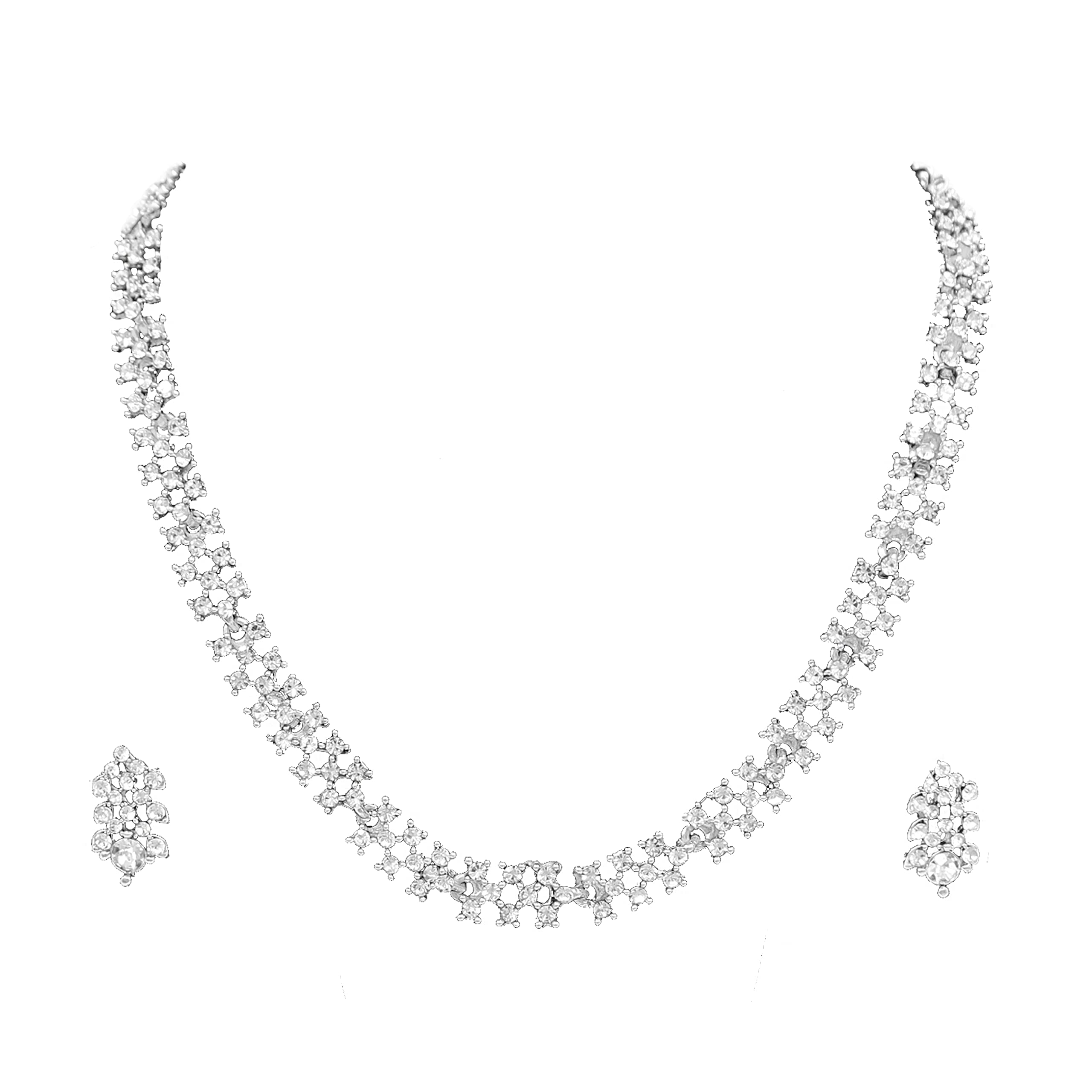 SAIYONI Simple & Elegant Design Austrian Diamond Silver Plated Choker Necklace With Earring Jewellery Set For Women (B09SHTBGQV) Amazon Price History, Amazon Price Tracker
