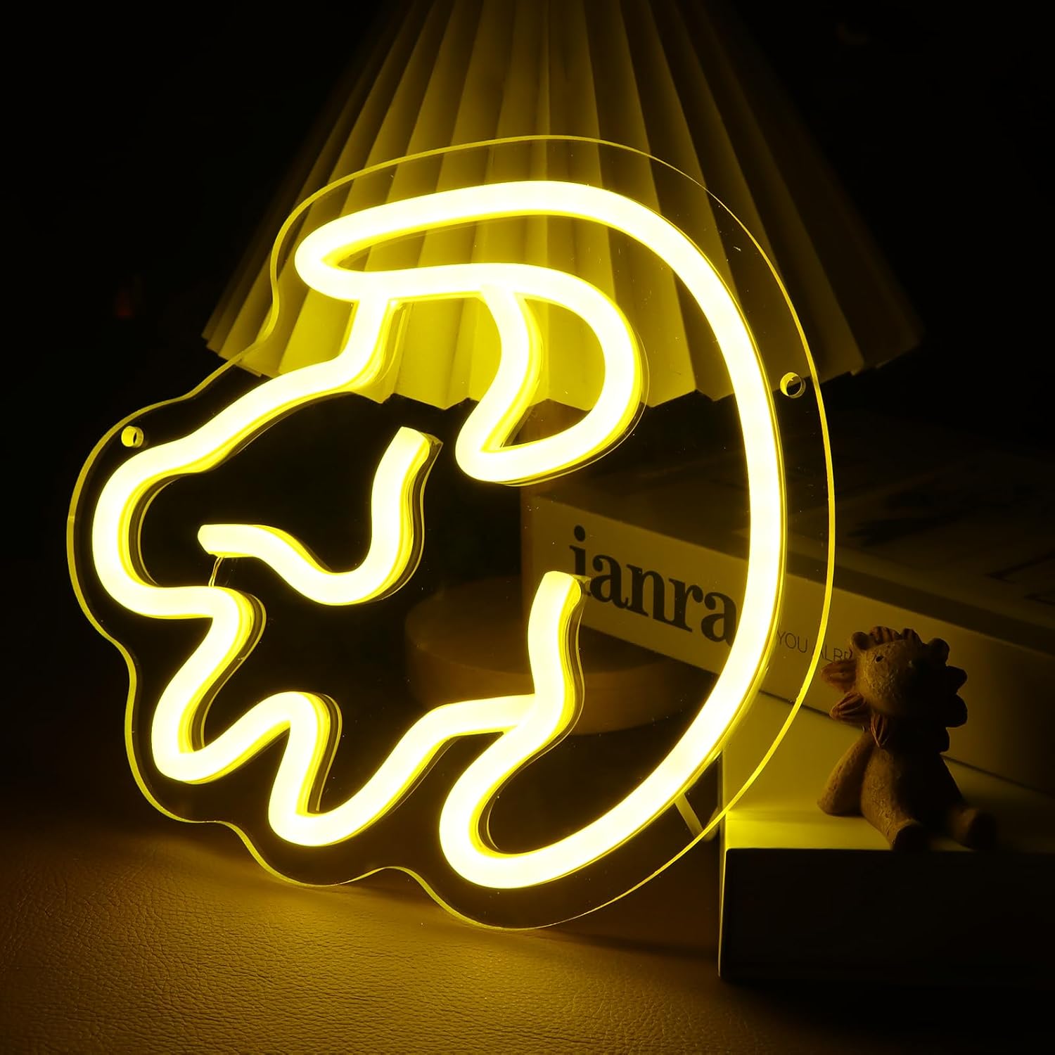 Animated Lion Neon Sign Light for Wall Decor, Dimmable Cartoon Led Lion Neon Light for Bedroom, Children's Room,Game Room Decor, LED Neon Signs Bar Club Party Gifts Art for Boys Girls (Yellow)