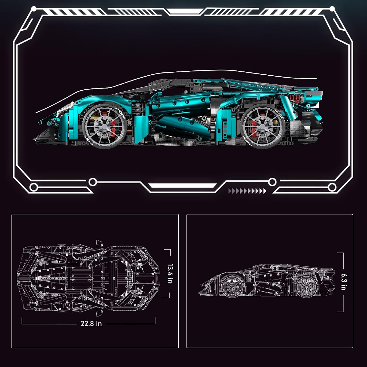 Tecnic-Drakuma Sports Car Building Set, 1:8 Scale Advanced Collectible Hypercar Model for Adults, Age 14+, Detailed Supercar to Display or Room Decor, Great Gift for Fans, (3920PCS, A-10558)