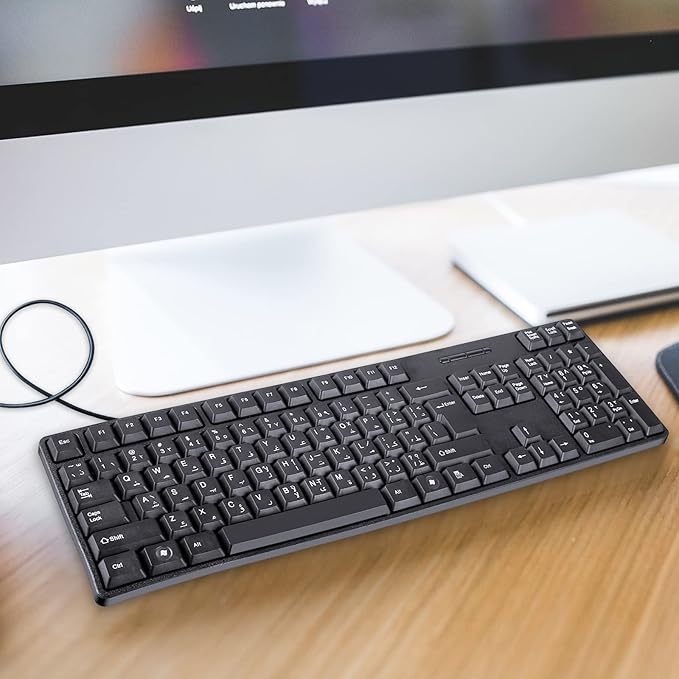 ANYOUI Wired Arabic/English Computer Keyboard, FullSize Keyboard, 104keys, USB PlugandPlay