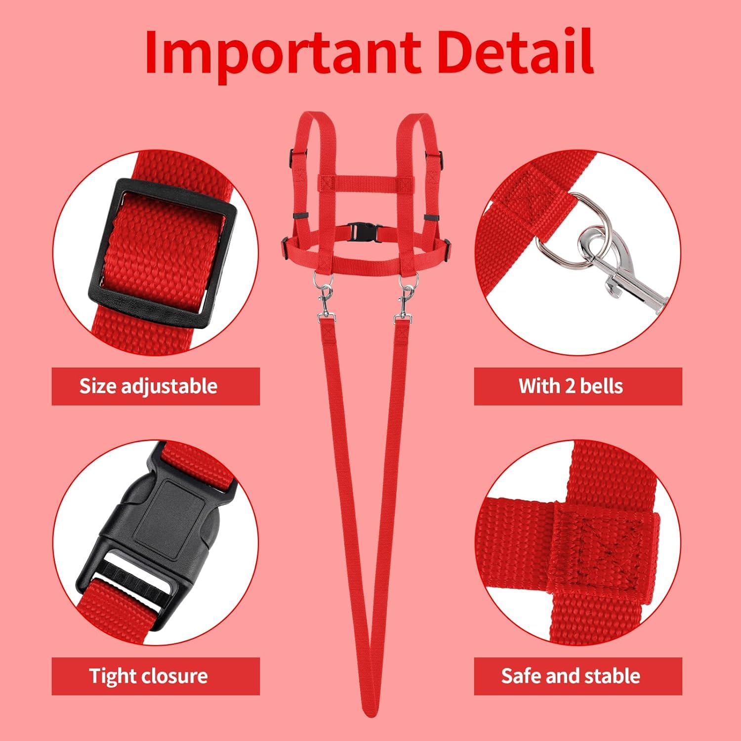 2 Pack Kids Play Horse Leashes Red Horse Leash Kids Toy Horse Leash Horse Leash Harness for Boys Girls - Image 3