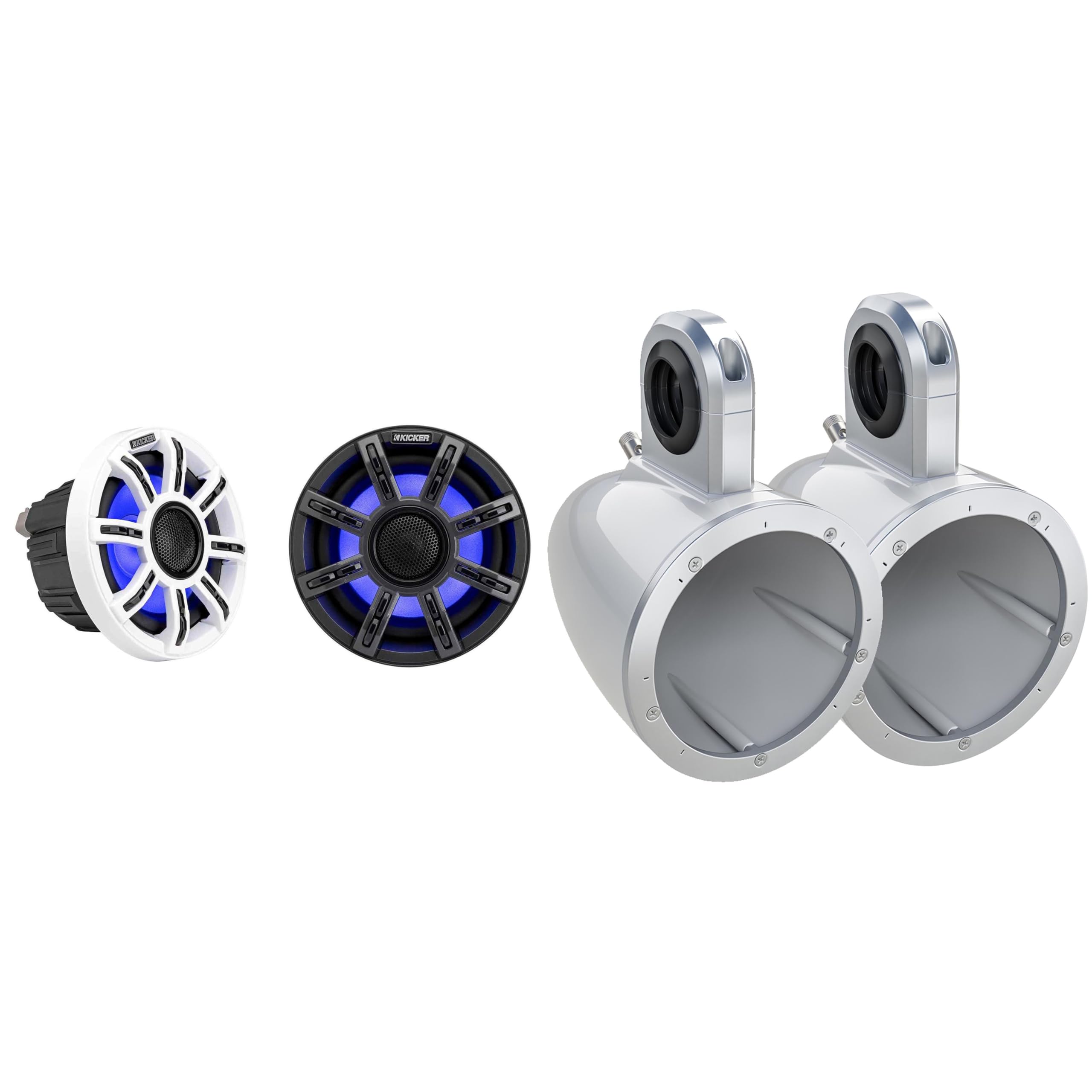 Kicker Premium Marine 6.5 51MSC65 with 12KMTESW White Enclosures UTV/Wake Boarding