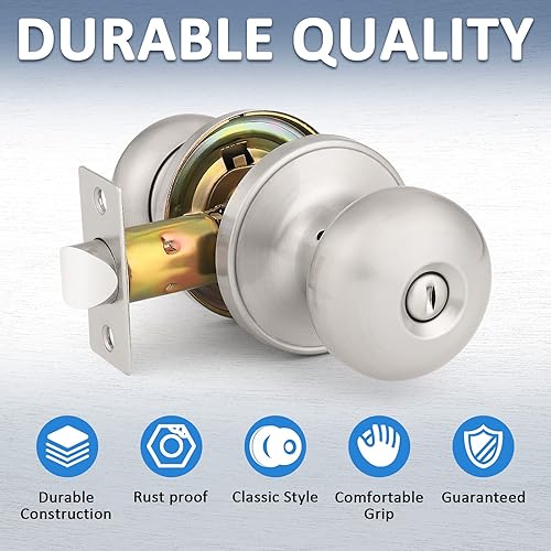 Miniatura 4 de Mengico Paquete de 2 cerraduras de manija de puerta, pomo de puerta moderno negro, cerradura de paso (para pasillo y cierre)