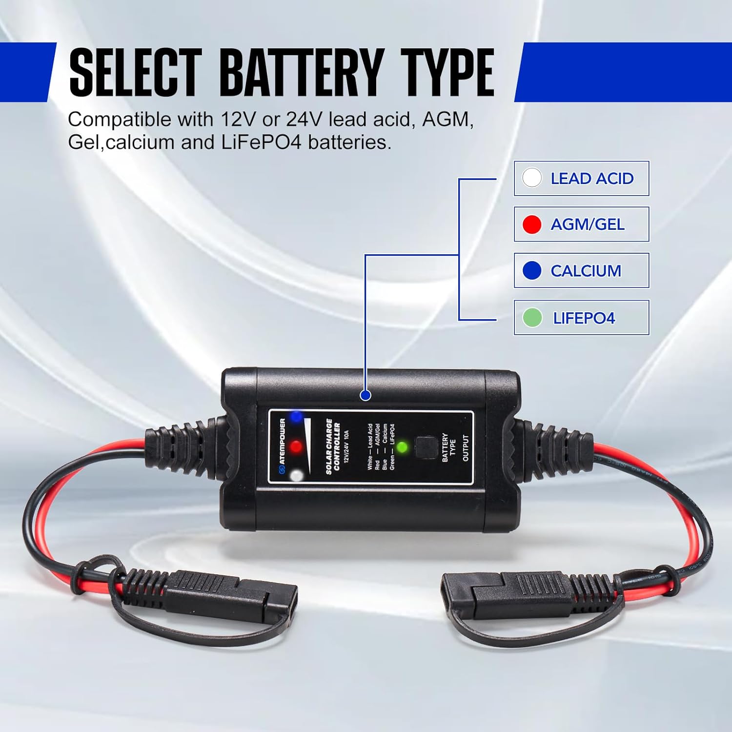 ATEM POWER Solar Charge Controller with Anderson plugs