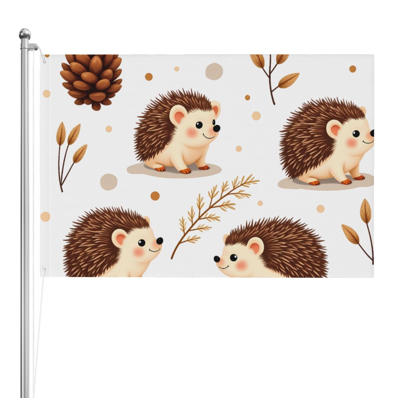 Drapeau double face motif hérisson 1,2 x 1,8 m couleurs vives jardin