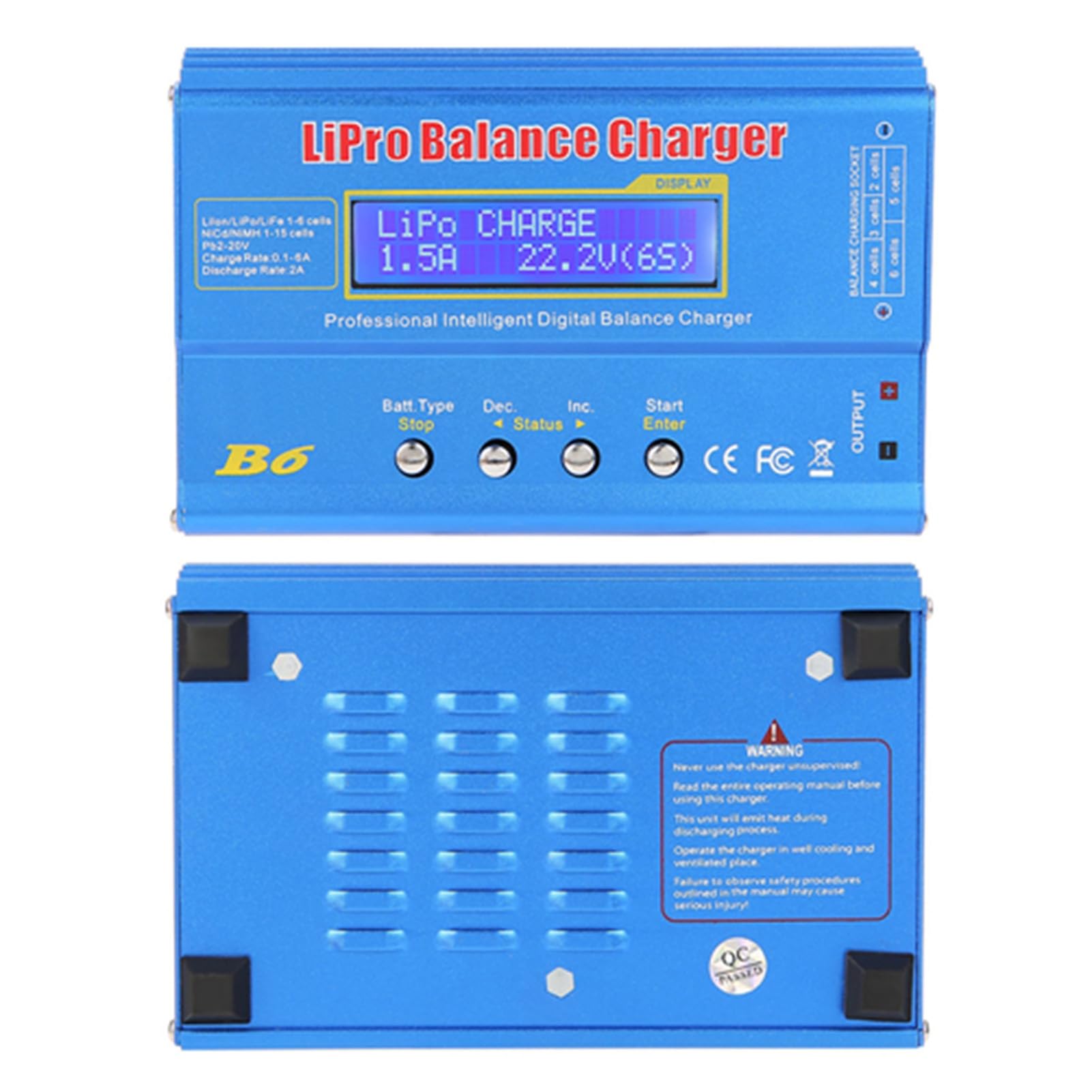 Ftvogue B6 80W Cargador de Equilibrio De Descarga de LCD Digital Tarjeta de Carga Paralela para BateríA Llipo Nimh RC(Without Plug)