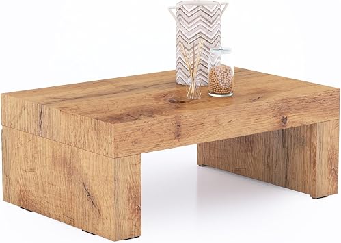 Mobili Fiver, Evolution Low Coffee Table 35.4 x 23.6 in, Rustic Oak, Melamine-Finished, Modern Coffee Table, Italian Furniture