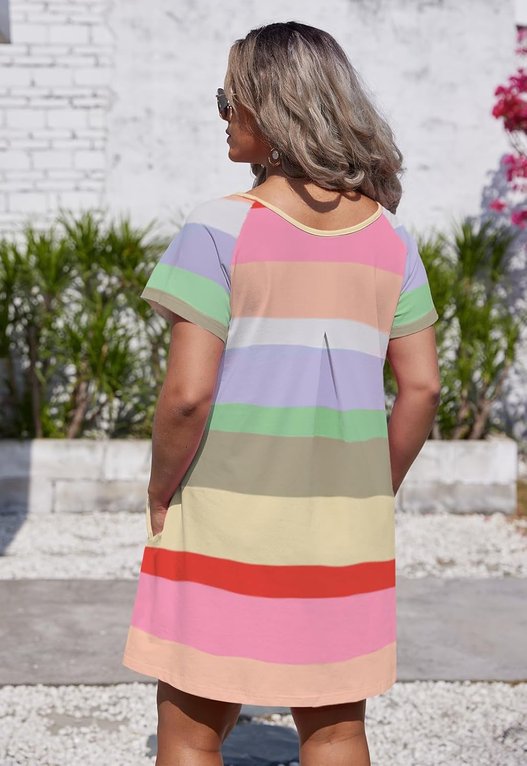 Alaster Women’s Casual Summer T Shirt Dress Loose Short Sleeve Tunic Dress with Pocket for Women - Image 7
