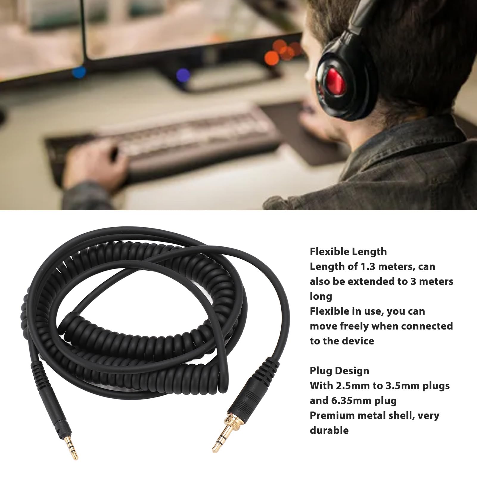 Spiralkabel Für Sennheiser Kopfhörer - Upgrade Kabel Mit 2,5mm Auf 3,5mm & 6,35mm