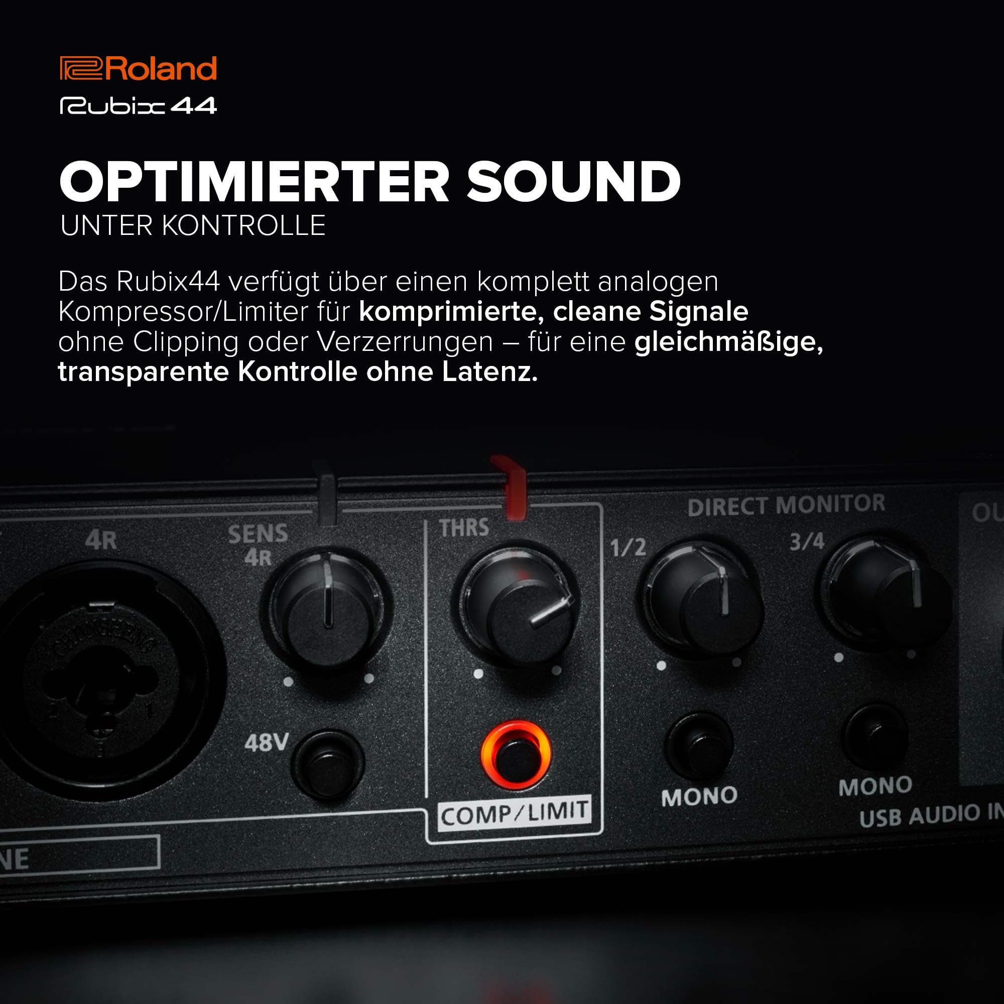 Roland Rubix44 4-In/4-Out USB Audio Interface | Hochauflösende Audioqualität | Aufnahme von Mikrofonen, Gitarren, Keyboards & mehr | Kompakte & robuste Konstruktion | Kompatibel mit Mac, PC & iPad