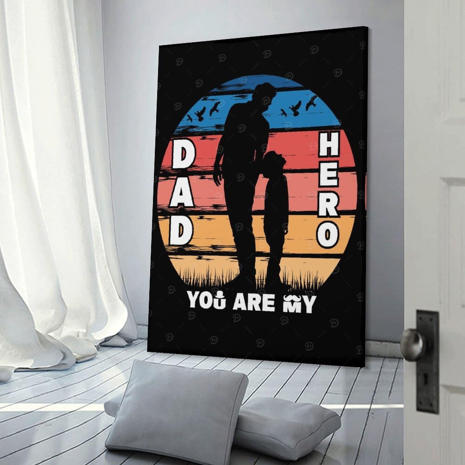 Junmoney Canvas Art Print Dad You Are My Hero, 24x36inch(60x90cm), for Feature Walls in Flats Or Modern Rooms, Wall Decor Suited to Curated Displays