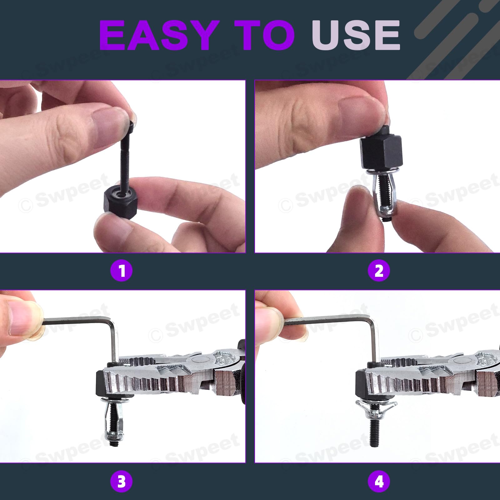 Swpeet 25 tuercas M5 Jack y tuercas de remache de mano M5, mandril con herramienta de instalación, kit surtido, tuercas de flores, tuercas de jacknut, tornillos Phillips Insert Bit hexagonal vástago