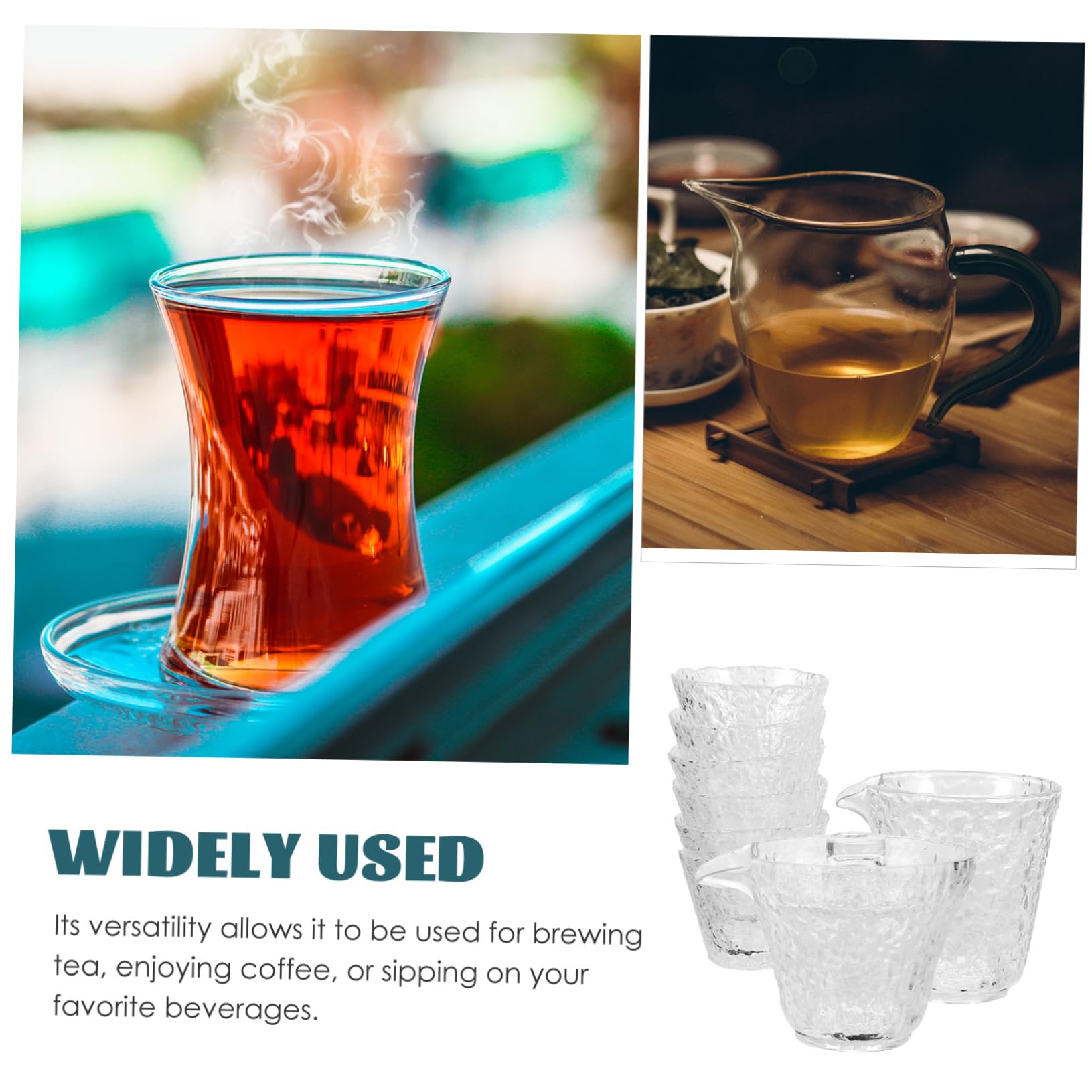 BESTYASH Glas Teegeschirr Satz Hitzebeständig mit Teezubereitung für Tee und Kaffee Kleine Teetassen Zubehör Chinesisches Teeservice Transparent Langlebig