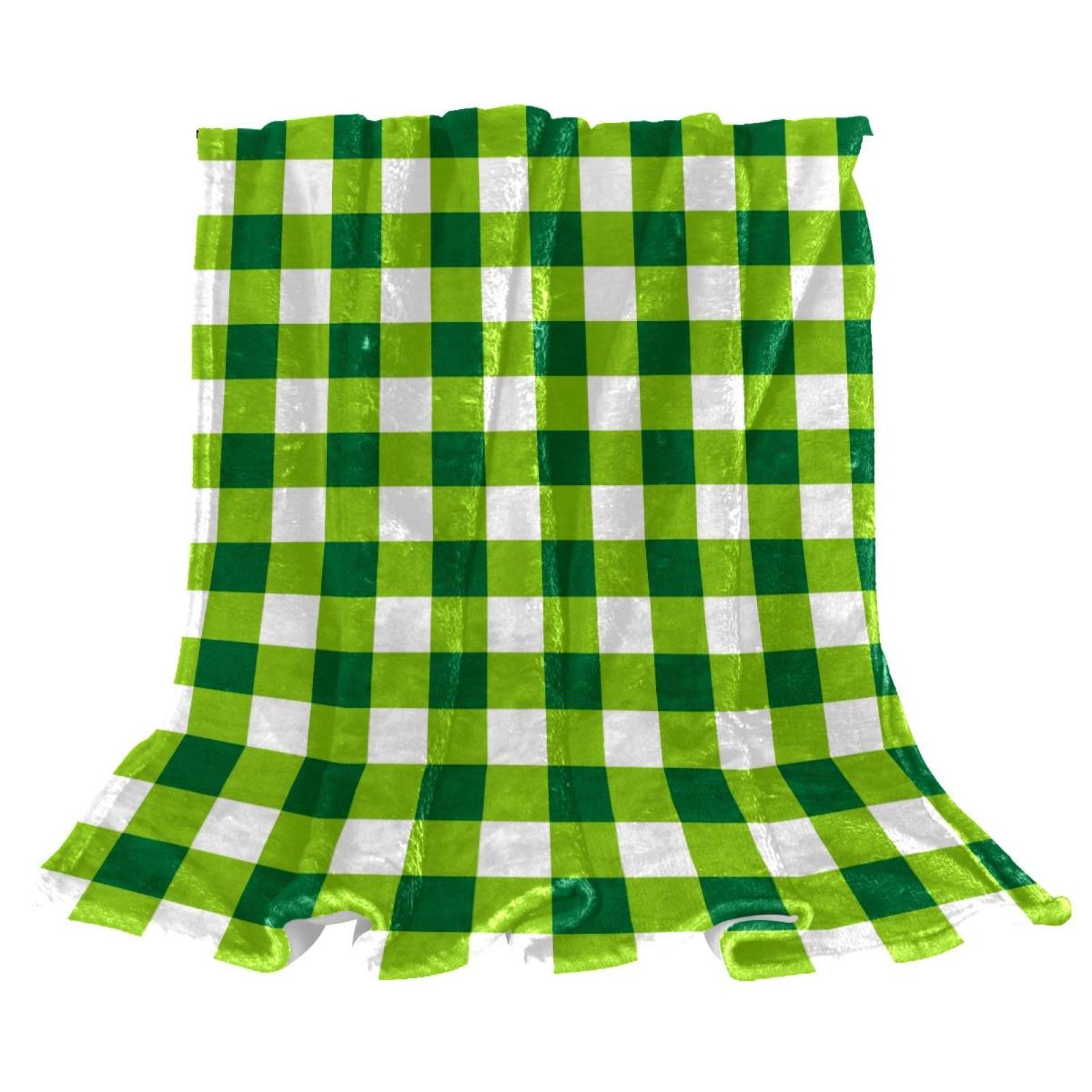 Jeté de lit en polaire écossais vert pour cocooning sur le canapé