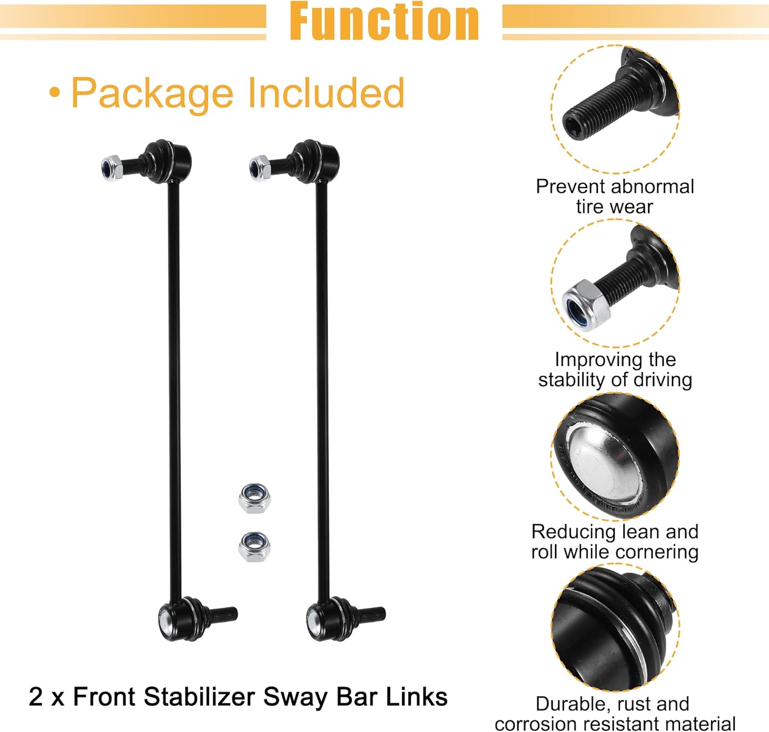 X AUTOHAUX 2pcs Front Sway Bar Links Stabilizer End Link Suspension Kit for Land Rover for Range Rover 2003-2012 No.K750063