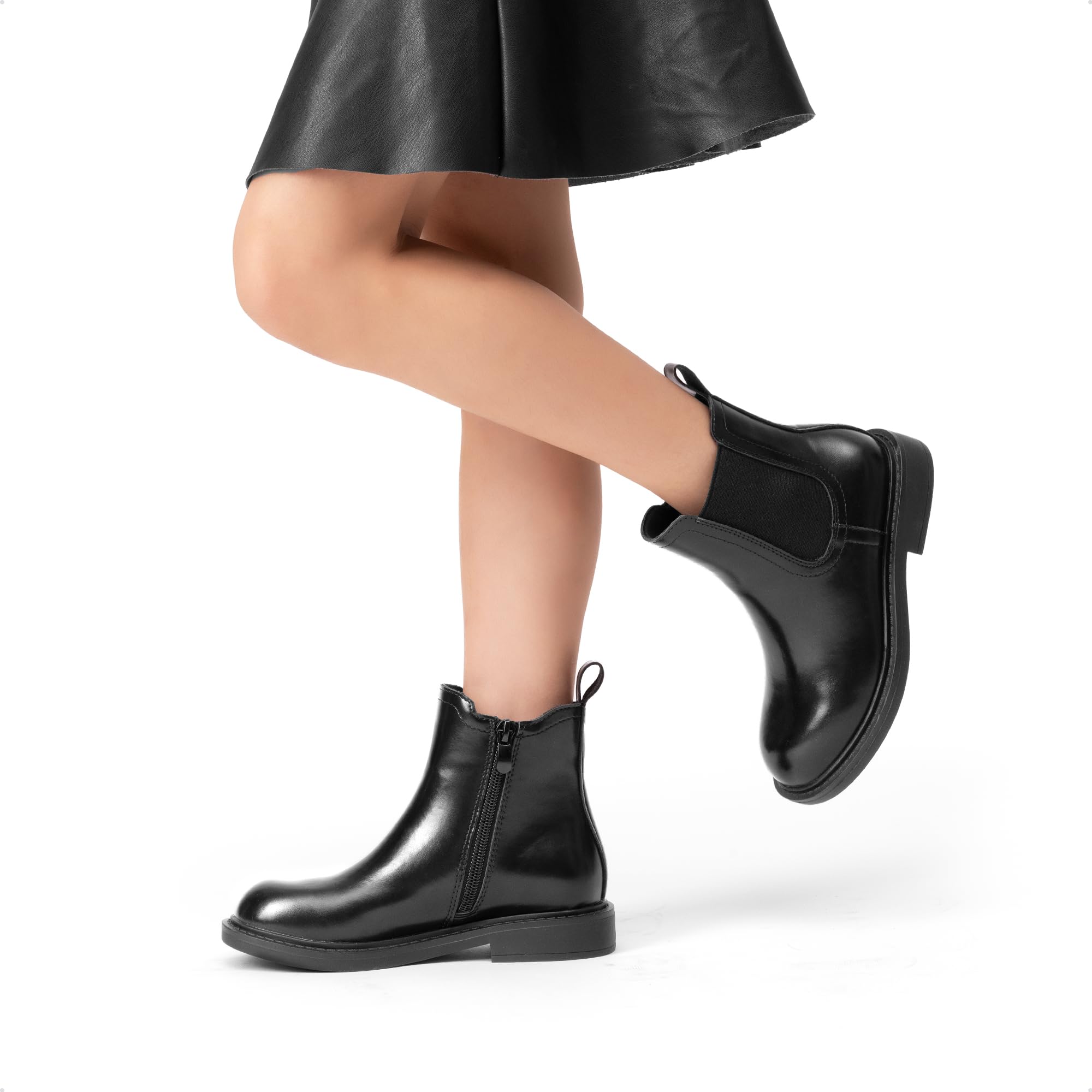 DREAM PAIRS Botas de Tobillo para Niñas con Cremallera Lateral Botines Chelsea de Tacón Bajo Zapatos de Moda para Niñas Pequeñas/Niños Pequeños/Niños Grandes