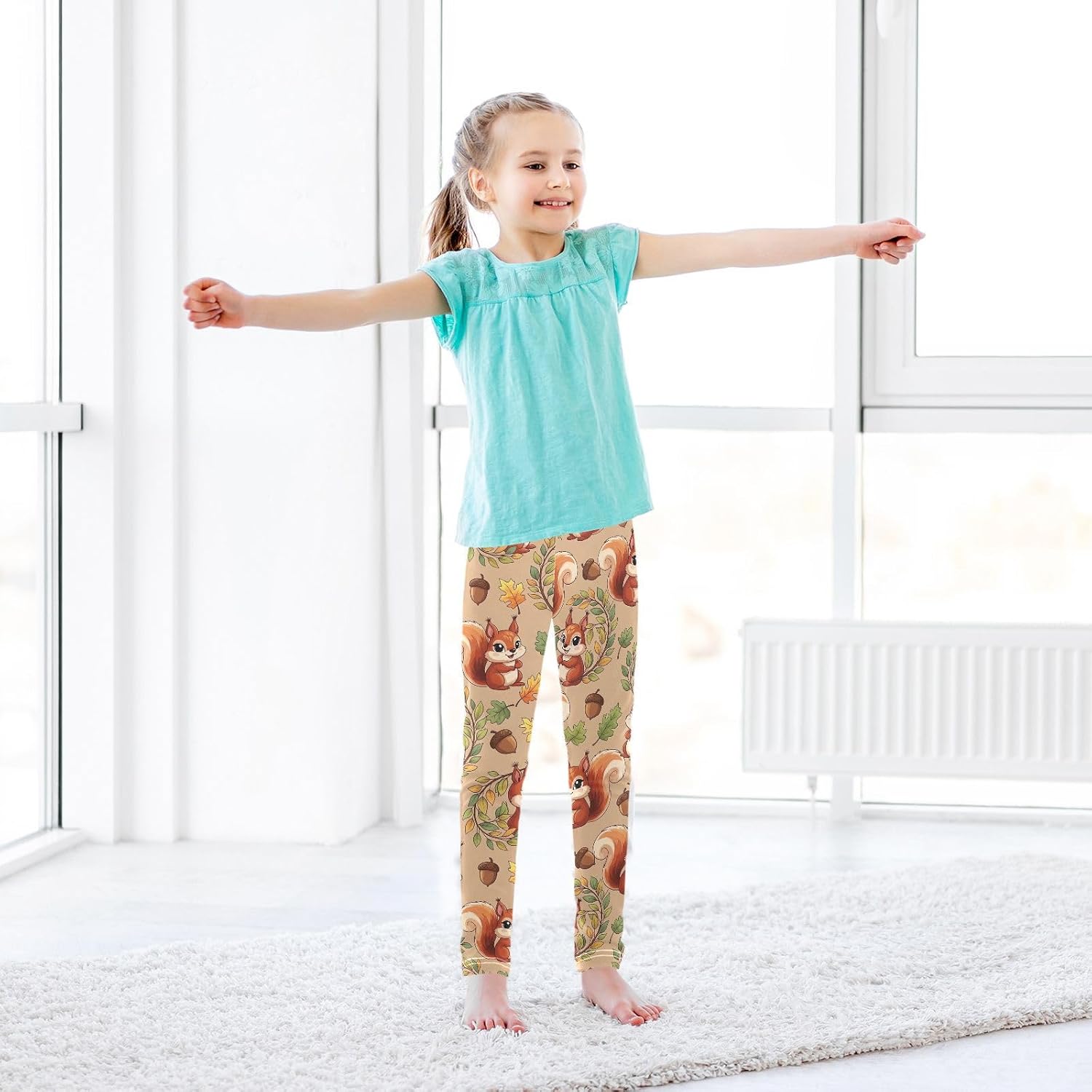 GAIREG Stretch Leggings for Girls Cute Cartoon Squirrel