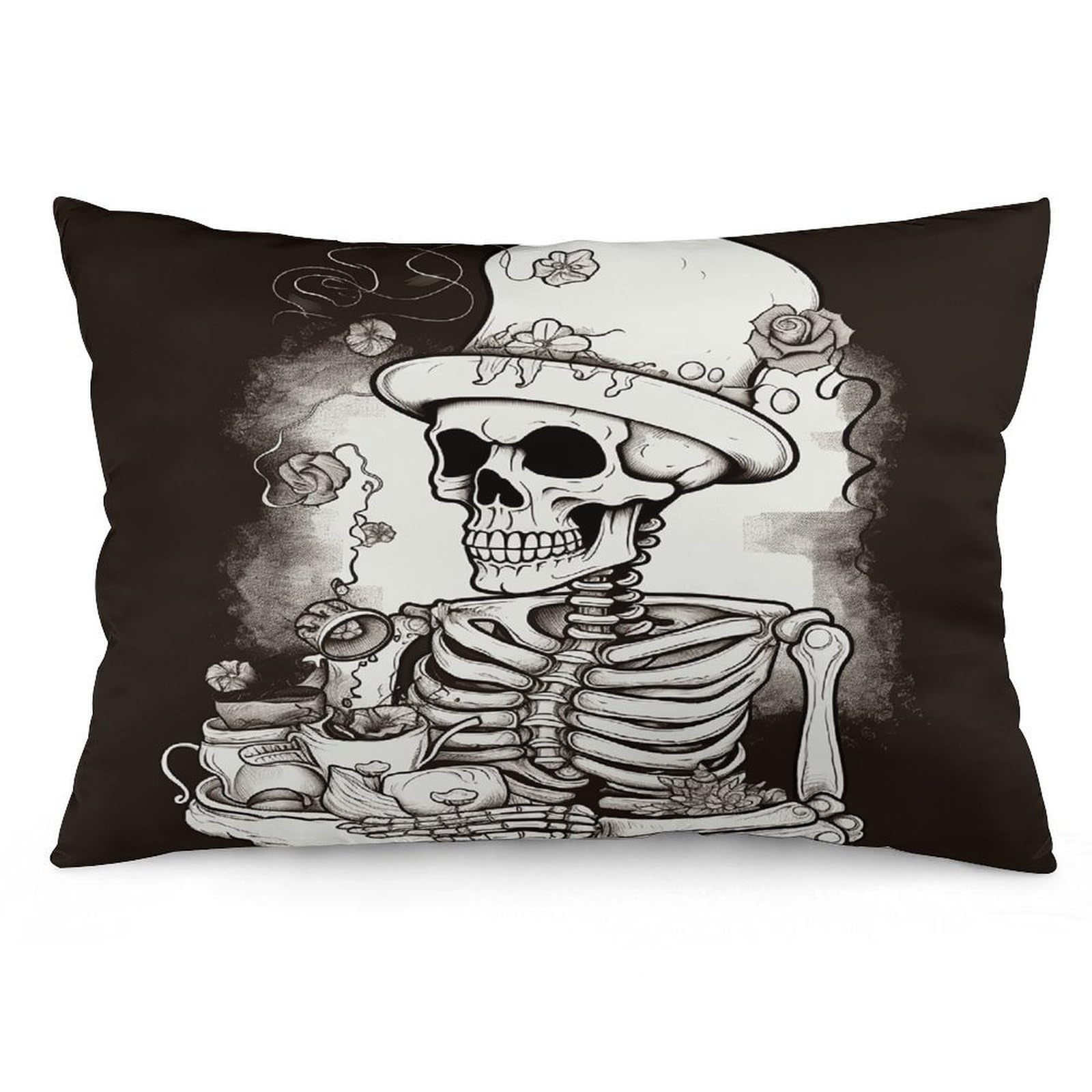 Wsoihfec Style Skeleton Chef Throw Pillow Covers Decorative, Pillow Cases Soft Plush, Modern Farmhouse Boho Cushion Cover For Bed Couch Sofa Living Room Spring Decor12 X20