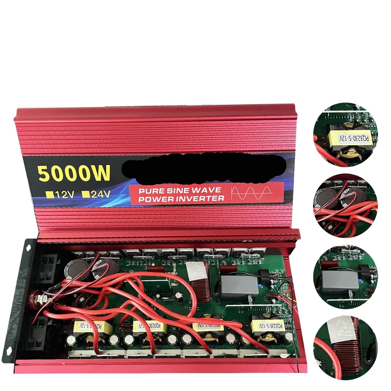 Falownik sinusoidalny DC12V/24V 1600W 2500W 3500W Wysoka moc samochodowa AC Napięcie 50/60HZ Konwerter Transformator solarny Kemping na świeżym powietrzu