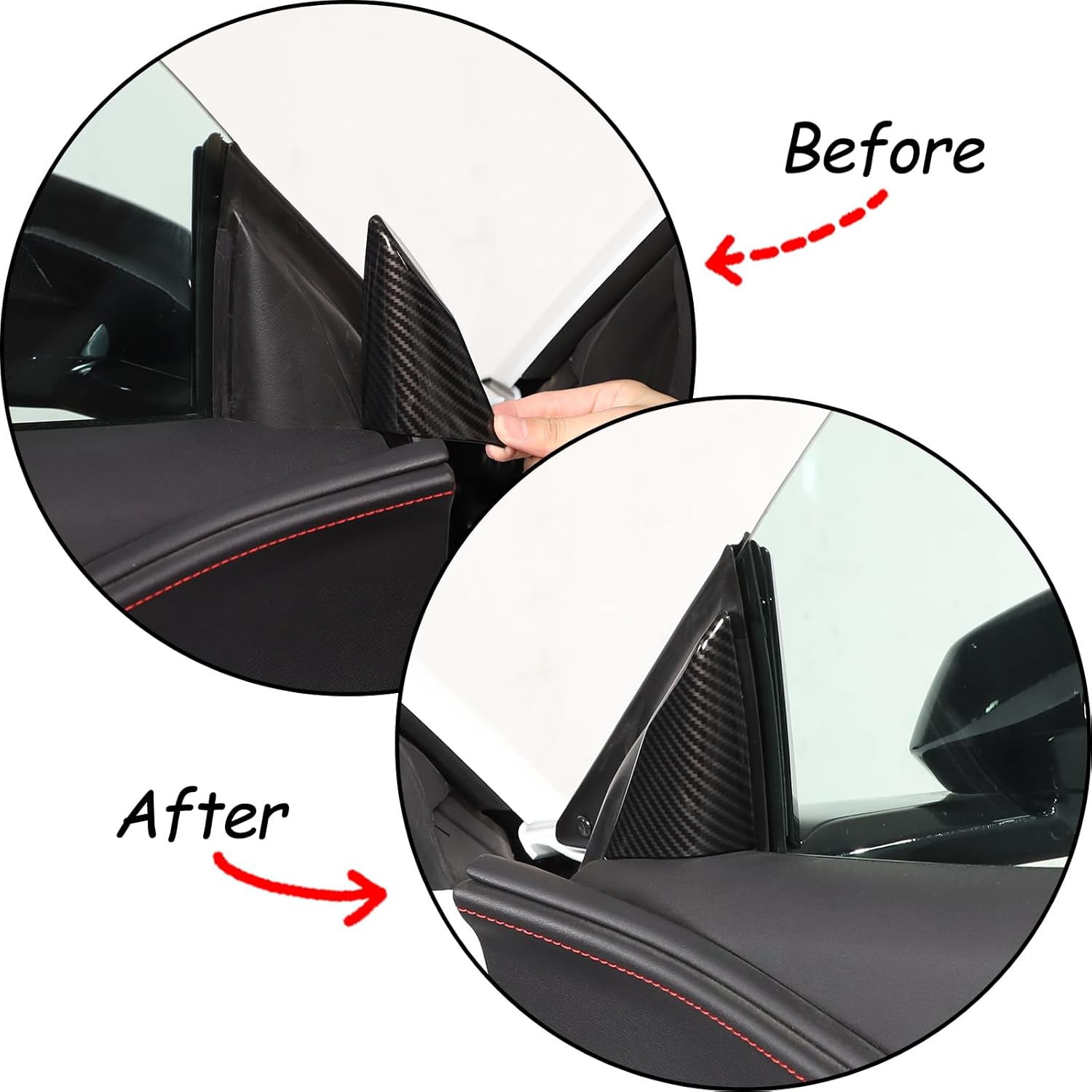 CHEAYAR Inner Door Triangle A Pillar Cover Trims Compatible with Chevrolet Corvette C8 2020-2023, ABS Front Door Inner A Pillar Trim, Carbon Fiber Pattern C8 Accessories