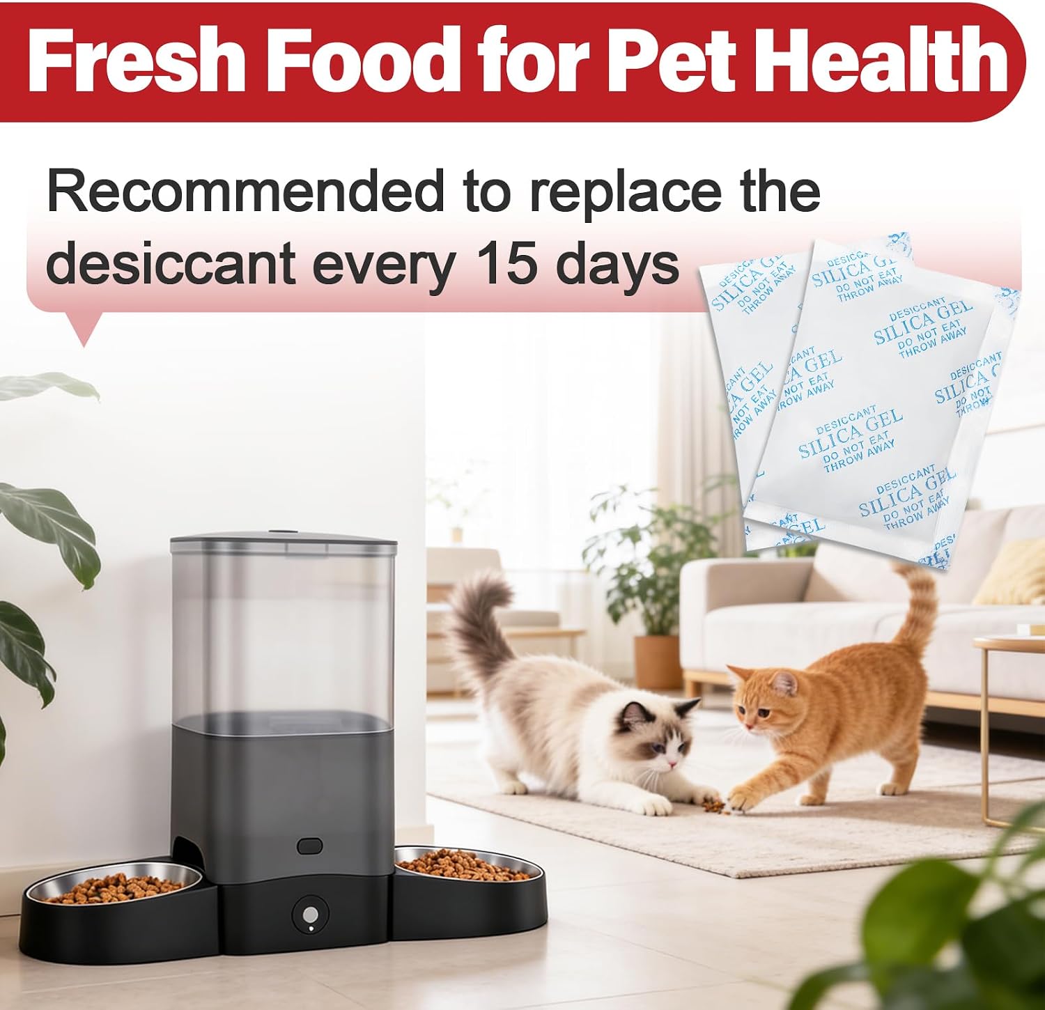 25 Pcs Pet Food Desiccant Pack Compatible with Honeyguaridan Automatic Pet Feeders, Pet Desiccant Bag Replacement for Food Storage, Individually Packaged to Keep Cat Dog Food Dry and Fresh