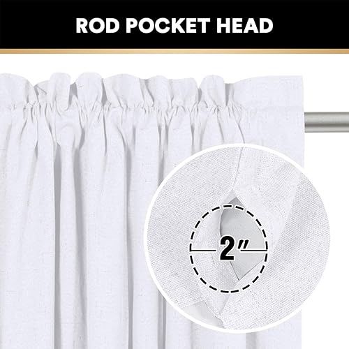 Miniatura 3 de Cortinas 100 % blackout para sala de estar, con aspecto de lino natural y forro de aislamiento térmico blanco