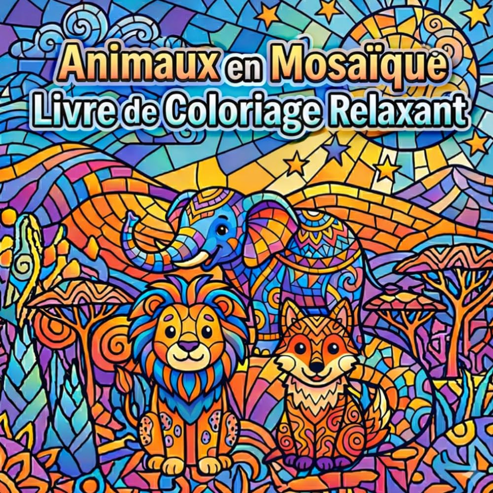Animaux en Mosaïque – Livre de Coloriage Relaxant: Motifs géométriques créatifs | Plus de 50 dessins d’animaux à colorier | Anti-stress pour enfants et adultes