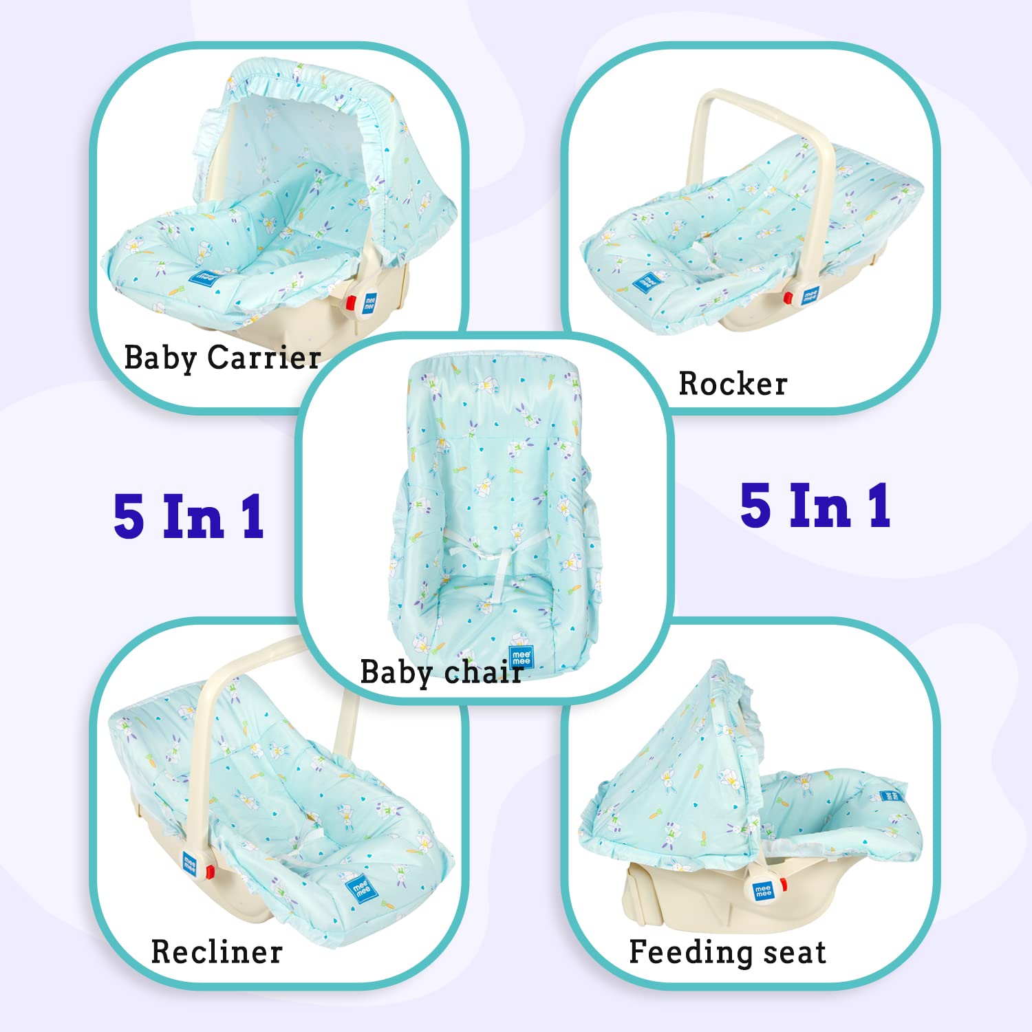 Mee Mee 5-in-1 Baby Carry Cot - Rocker & More -2 Mee Mee 5-in-1 Baby Carry Cot - Rocker & More -2