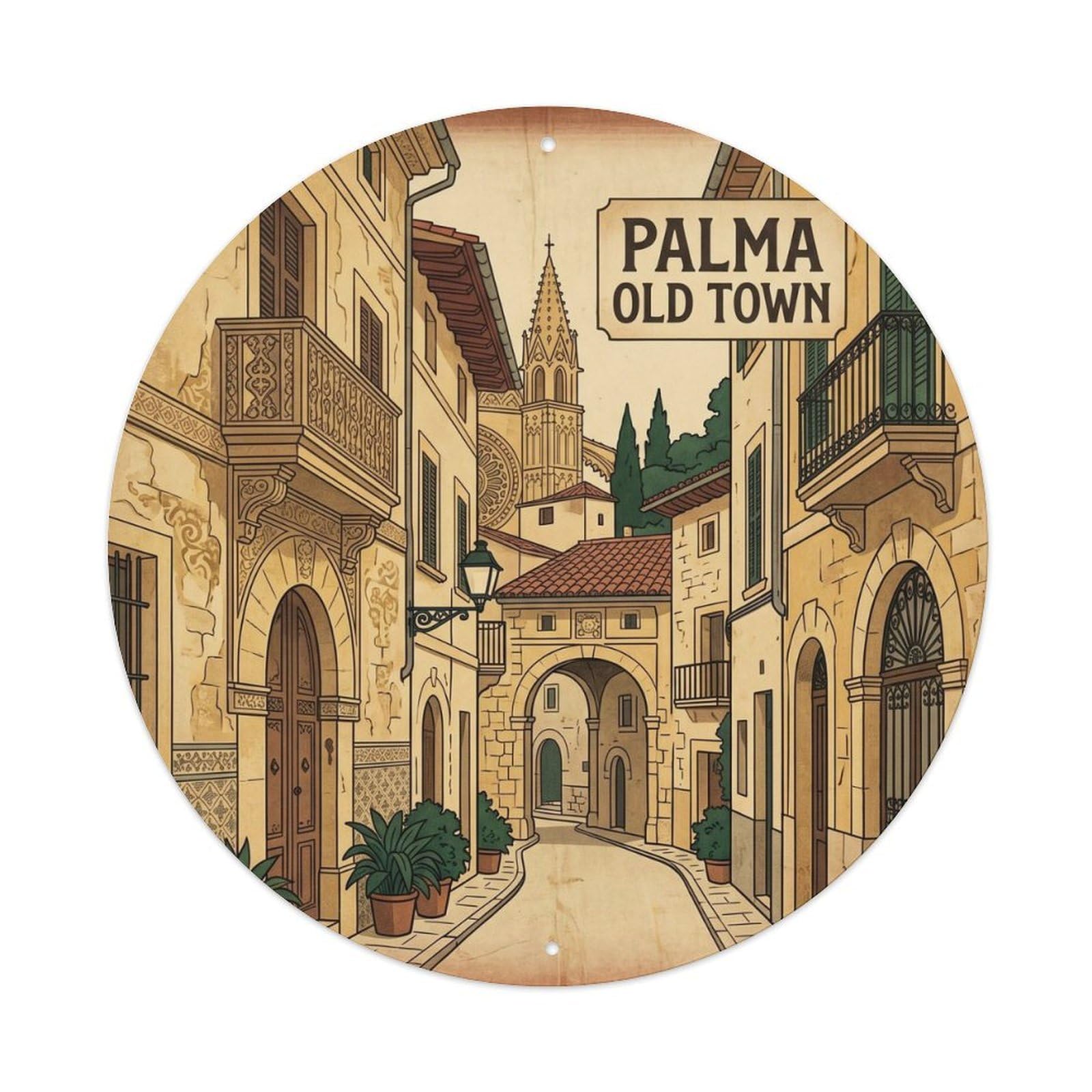 Olhnbad Style Palma Old Town Mallorca Heritage Balearic Metal Tin Sign