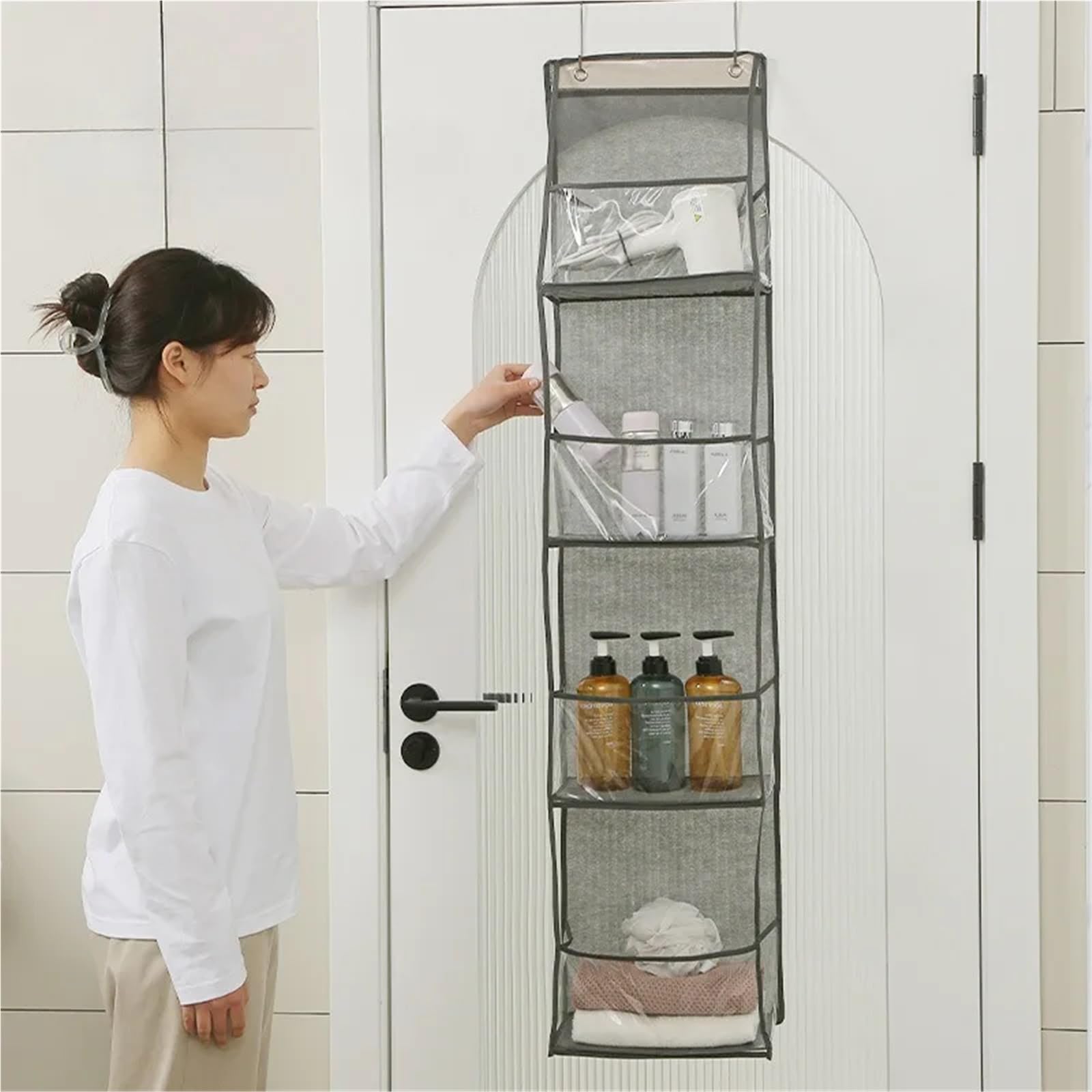Hängeregal Wall Hanging Wardrobe Hanging Finishing Bags Over The Door Organizer Storage for Closet Clothes Toys Bag Storager Organiser Für Schlafzimmer(White 4-Layer)