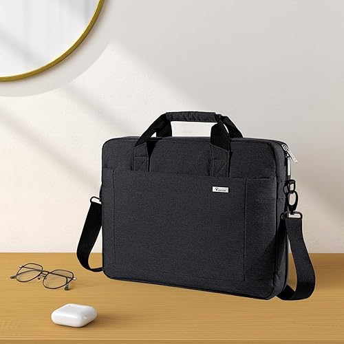 Miniatura 7 de Voova Bolsa para laptop de 15.6 15 14 pulgadas, bolsa de mensajero expandible de hombro para computadora, estuche de transporte impermeable con
