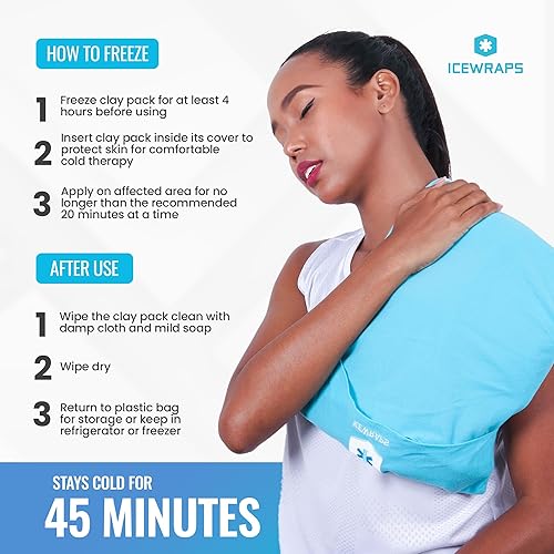 Miniatura 4 de ICEWRAPS Paquete de hielo reutilizable de 10 x 14 pulgadas con cubierta de tela suave, multiusos, flexibles, para terapia de frío, para hinchazón de
