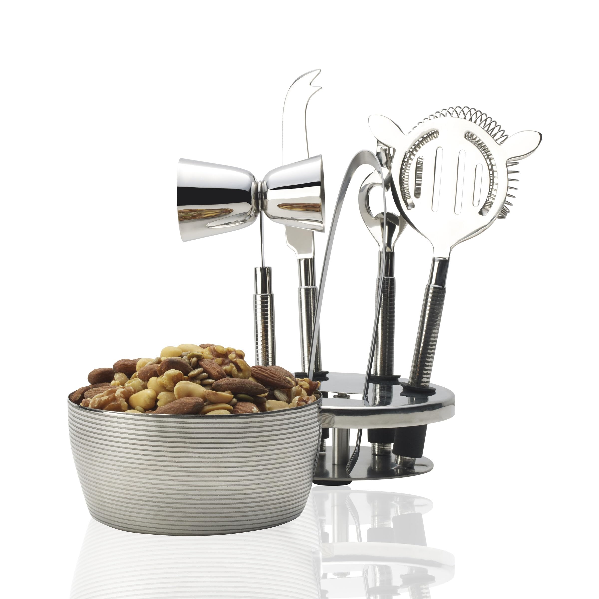 Houdini Set di 6 utensili da bar con ciotola per snack e supporto