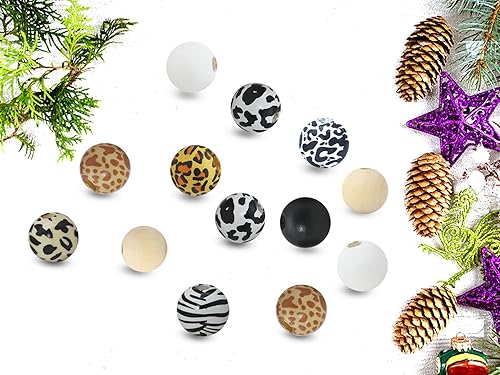 Miniatura 9 de 200 cuentas de madera blanca de 0.631 pulgadas (0.630 in), cuentas gruesas para hacer llaveros, manualidades, casa de campo, decoración del hogar y