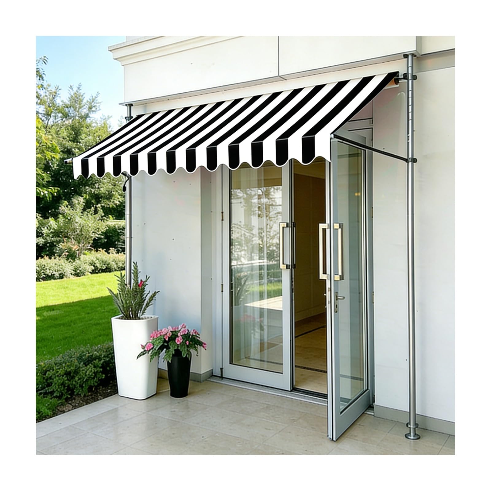 LWJSOCP Retractable Patio ning - Adjustable Outdoor Canopy No Drilling Installat Fits Any Window or Door (Gray-White 400CM/157.5in)