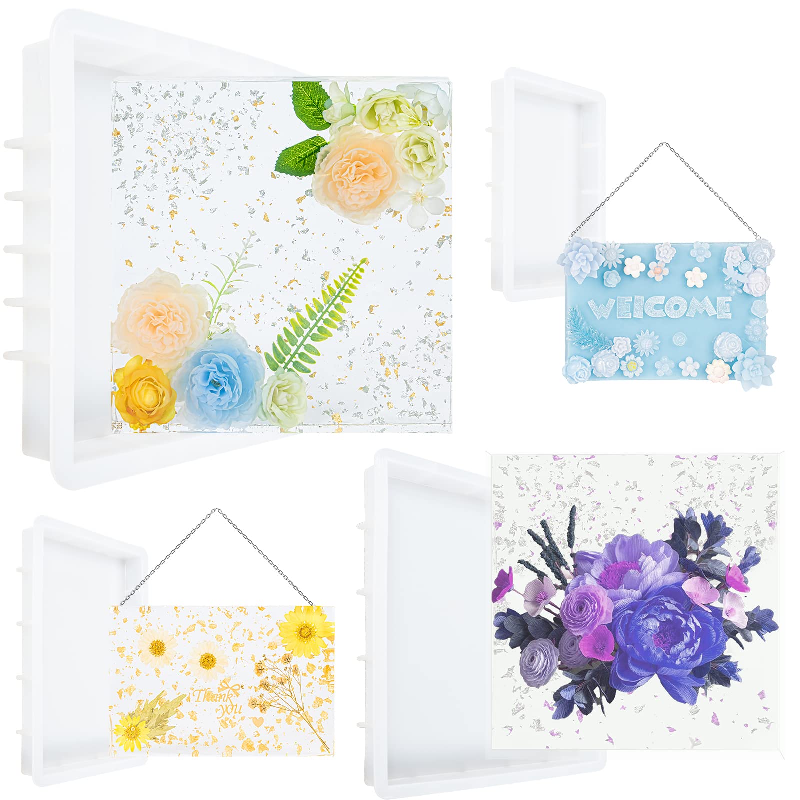 Moules en silicone carrés et rectangulaires Funshowcase pour moulage résine et savon