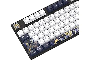 JSJT PBT Keycaps 136 Keys Cherry Profile Keycaps Chang'e and Rabbit Themed...