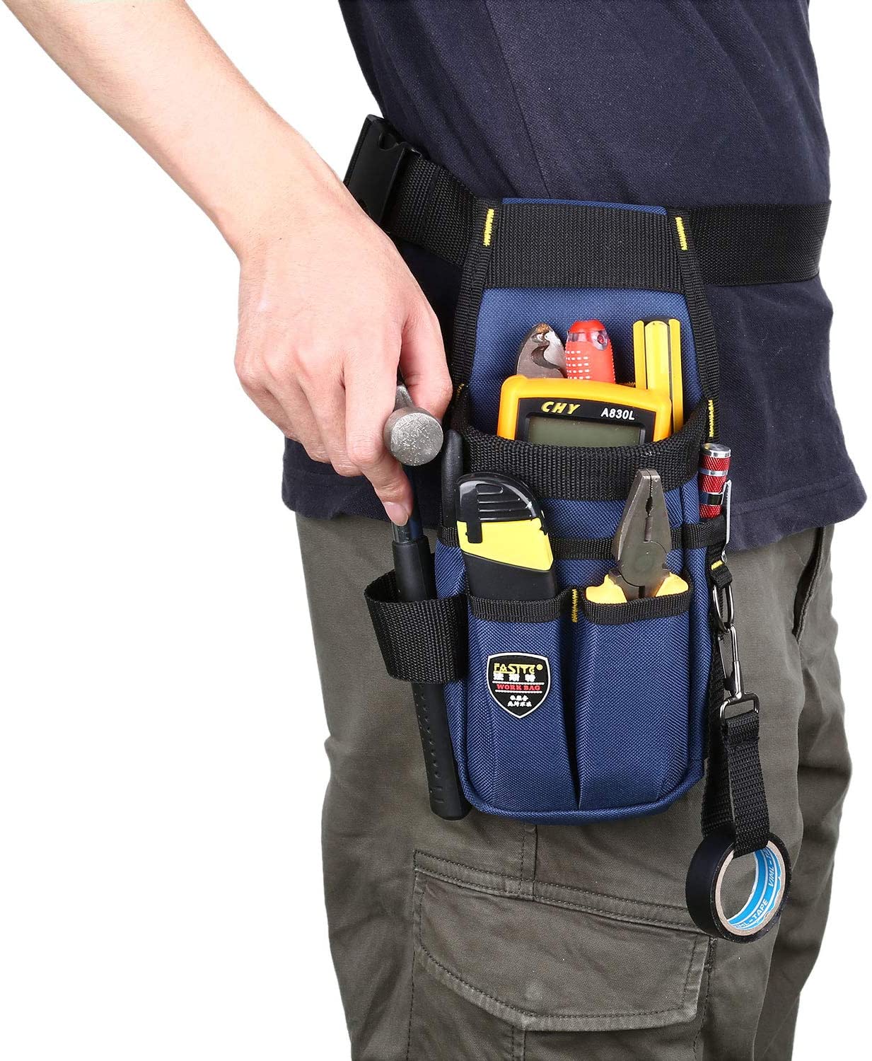 Borsa Porta Attrezzi PinoLab In Tela Oxford 900D – Marsupio Da Cintura Multi-Tasche Per Elettricisti E Artigiani