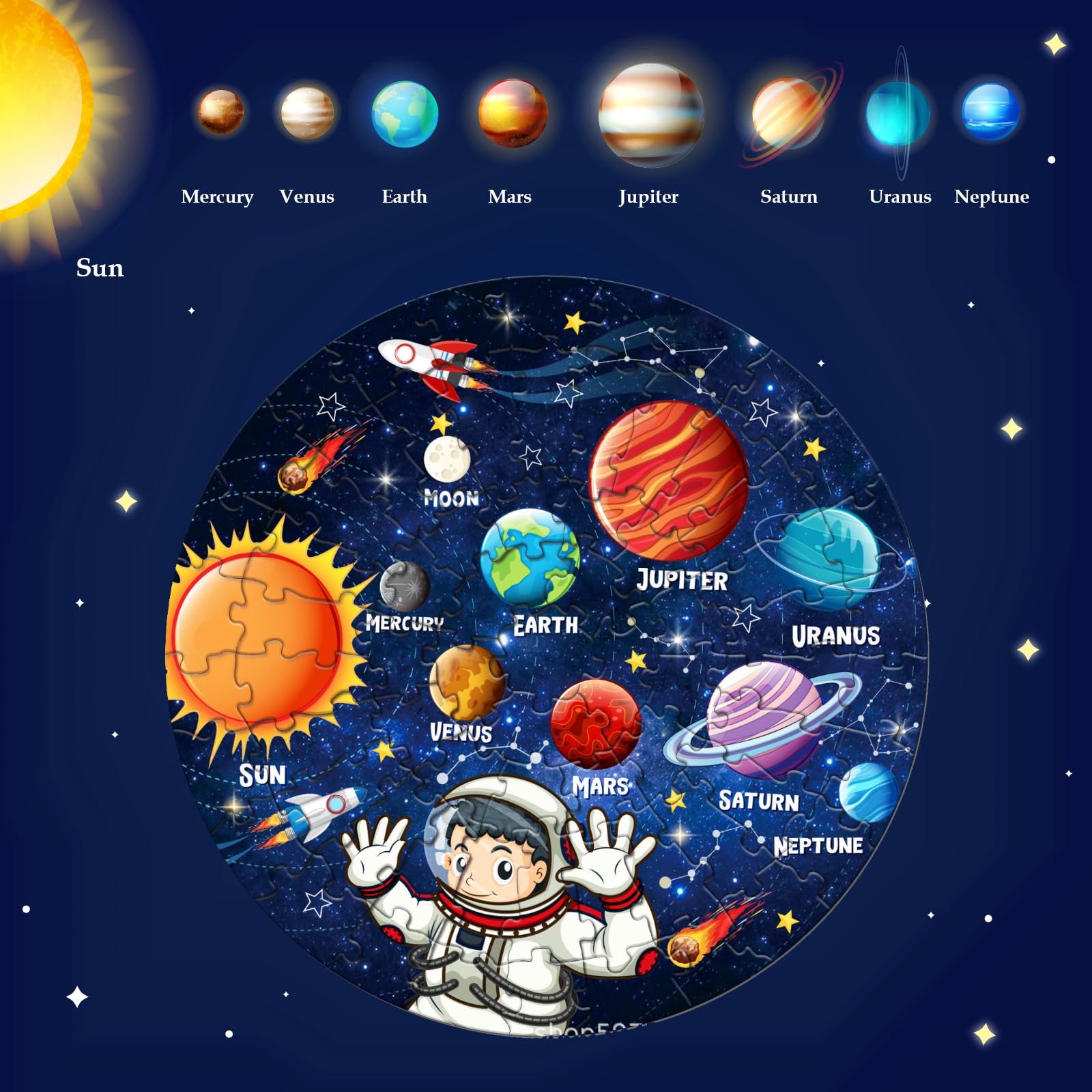 Planet Jigsaw Puzzles, 3-8 Year Olds Boys Girls Space Toys - Image 4